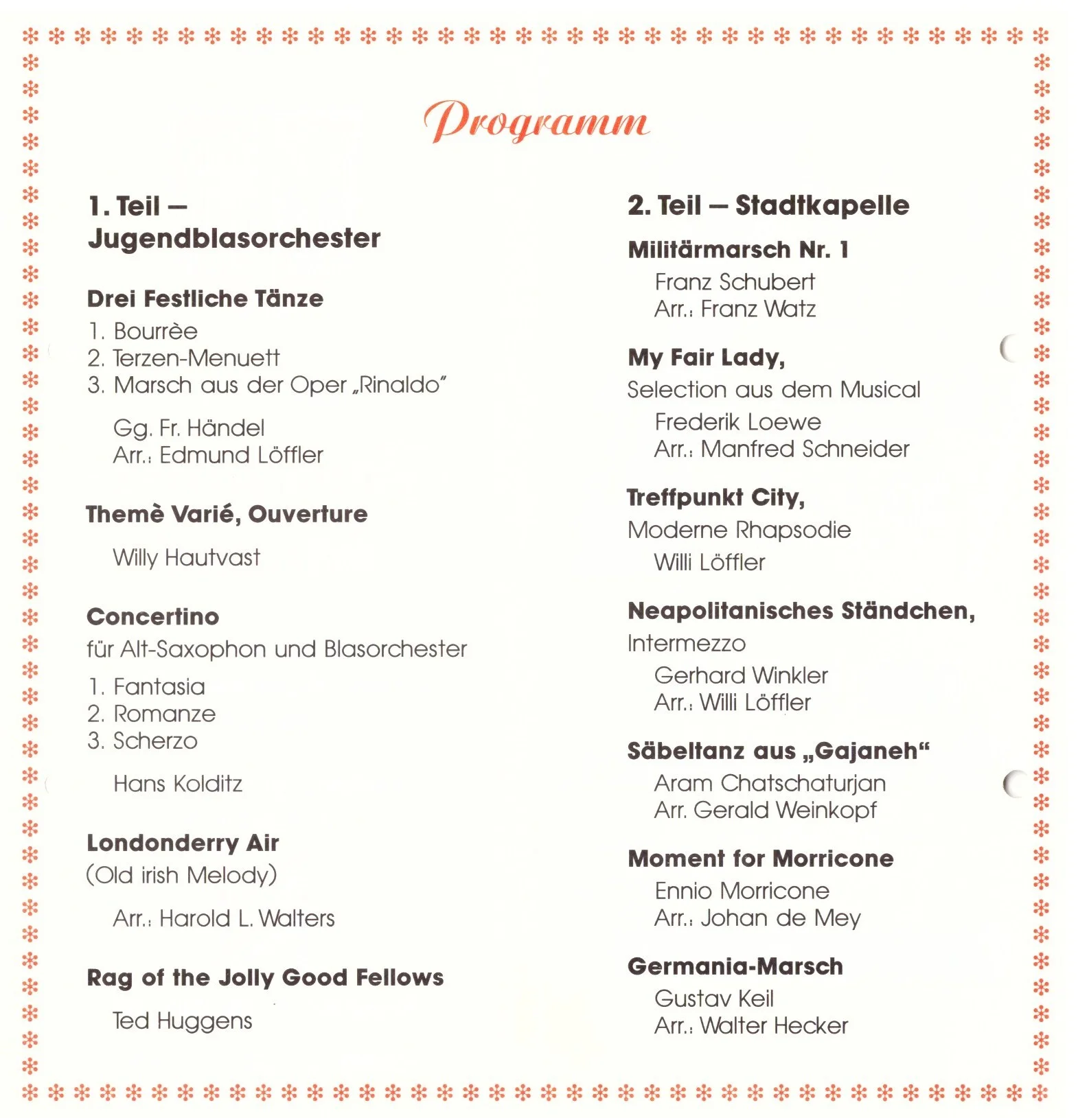Bild: 1989 Frühjahrskonzert Programm