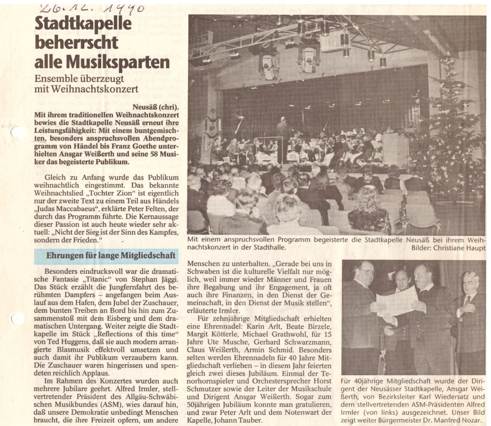 Bild: 1990 AZ Kritik Weihnachtskonzert