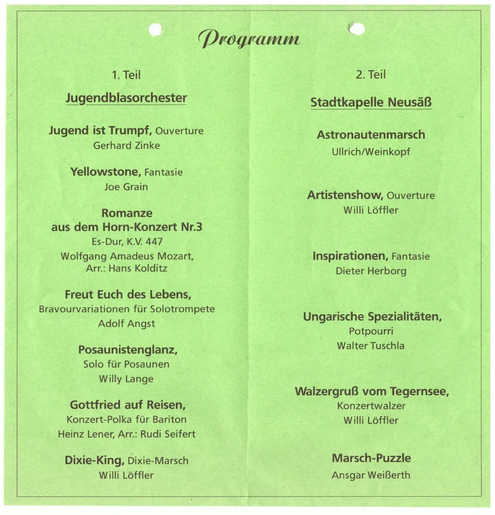 Bild: 1990 Frühjahrskonzert Programm2