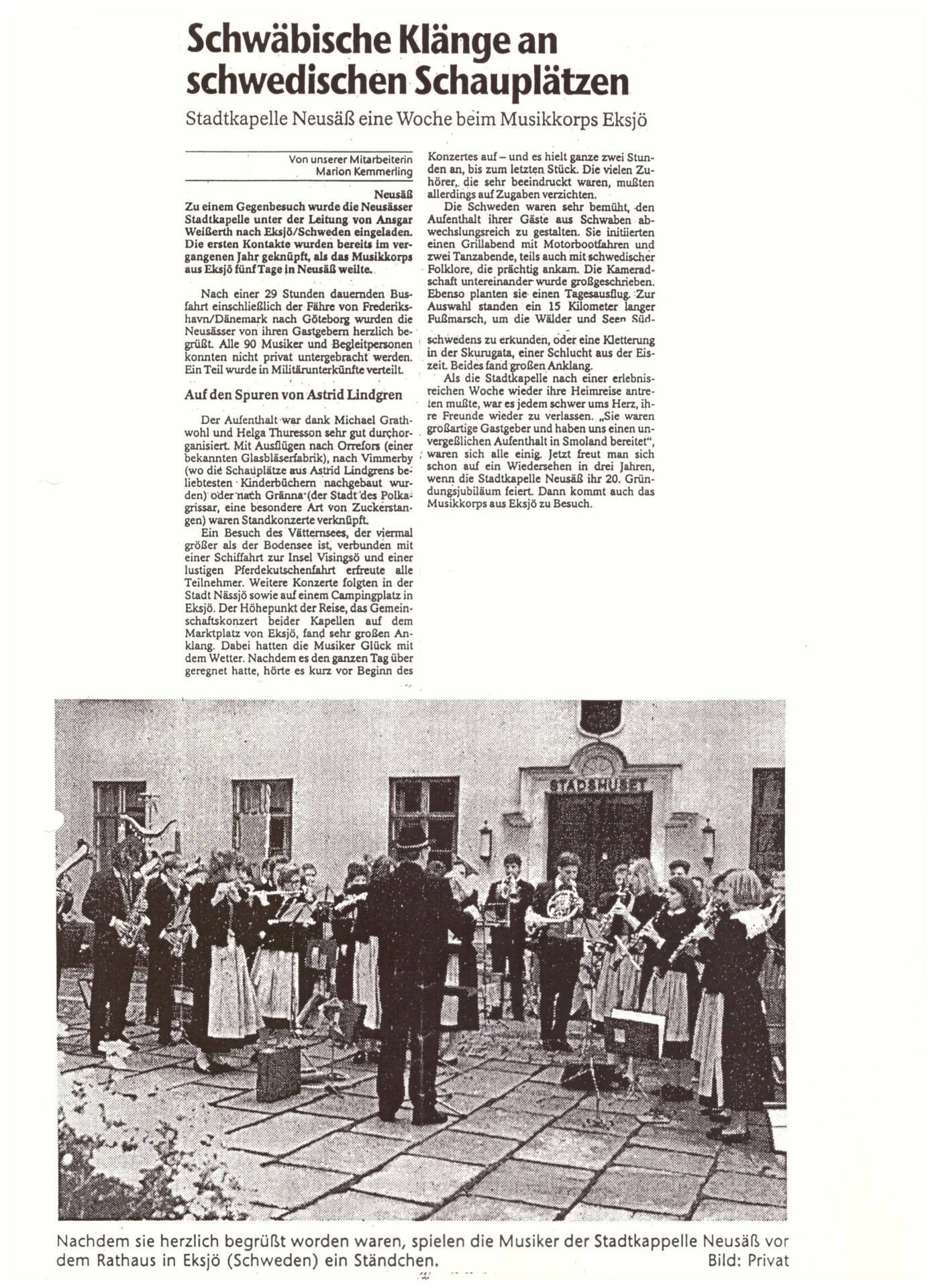 Bild: 1993 AZ Bericht Besuch in Eksjö