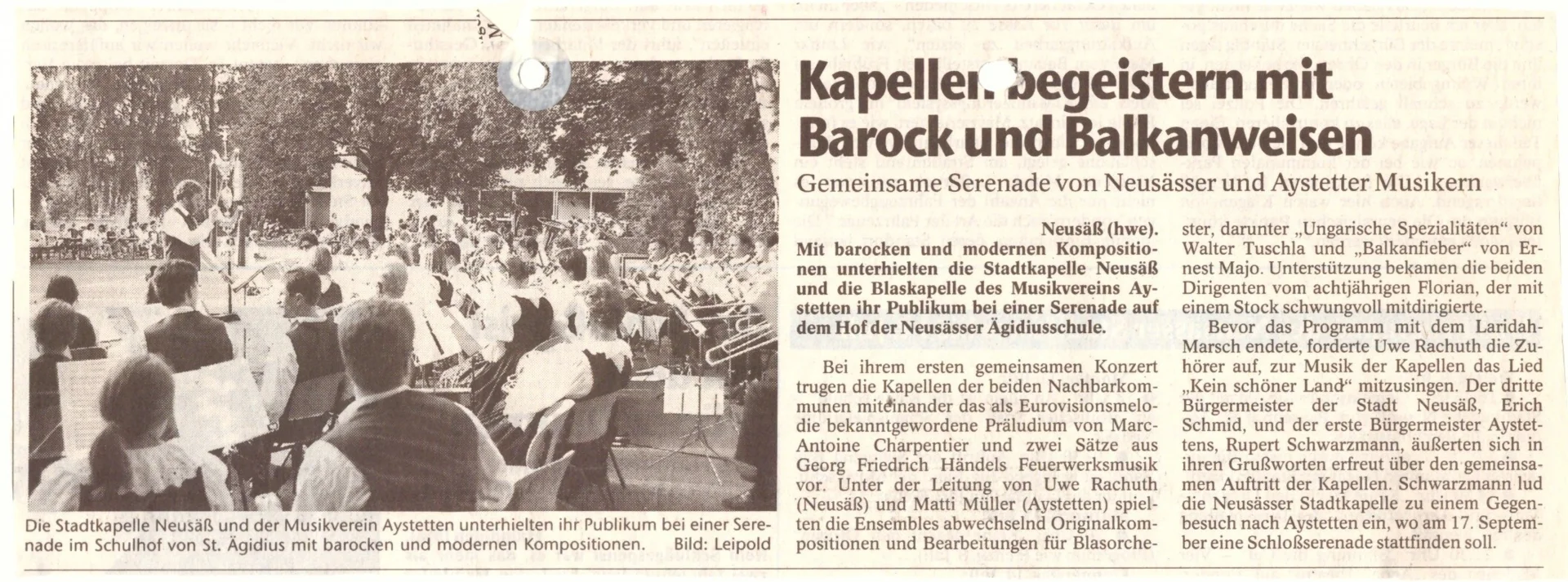 Bild: 1994 AZ Bericht Gemeinsame Serenade mit Aystetten
