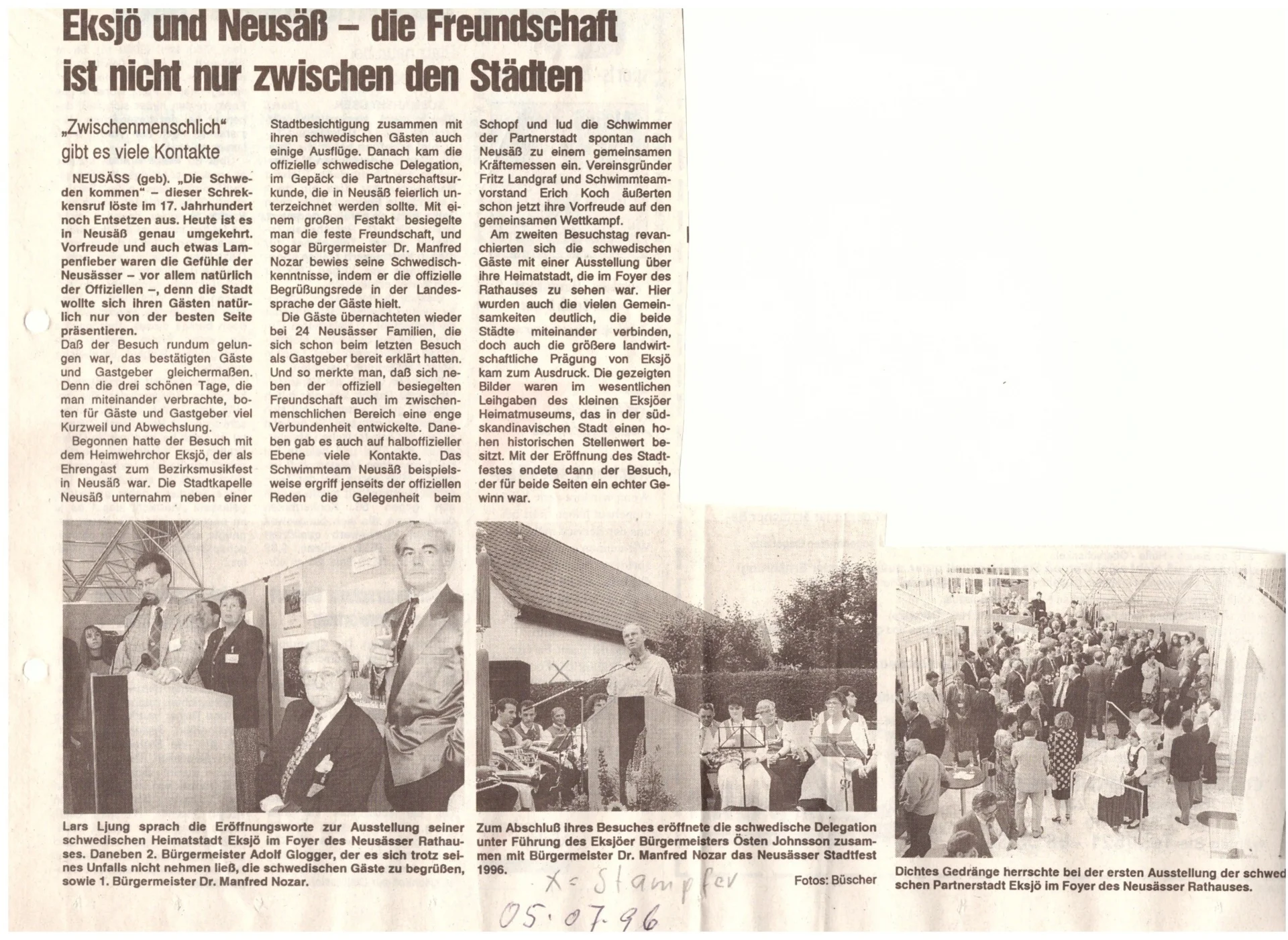 Bild: 1996 AZ Bericht Partnerschaft Neusäß Eksjö