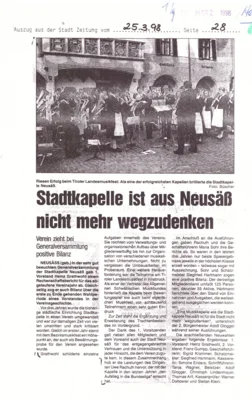 Vorschaubild: 1998 Stadtzeitung Bericht Tiroler Landesmusikfest