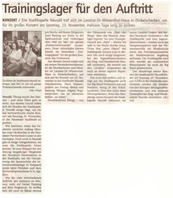 Vorschaubild: 2003 Stadtzeitung Bericht Probenwochenende Herbstkonzert