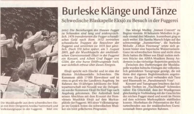 Vorschaubild: 2005 AZ Bericht 10 Jahre Städtepartnerschaft Eksjö Fuggerei Auftritt