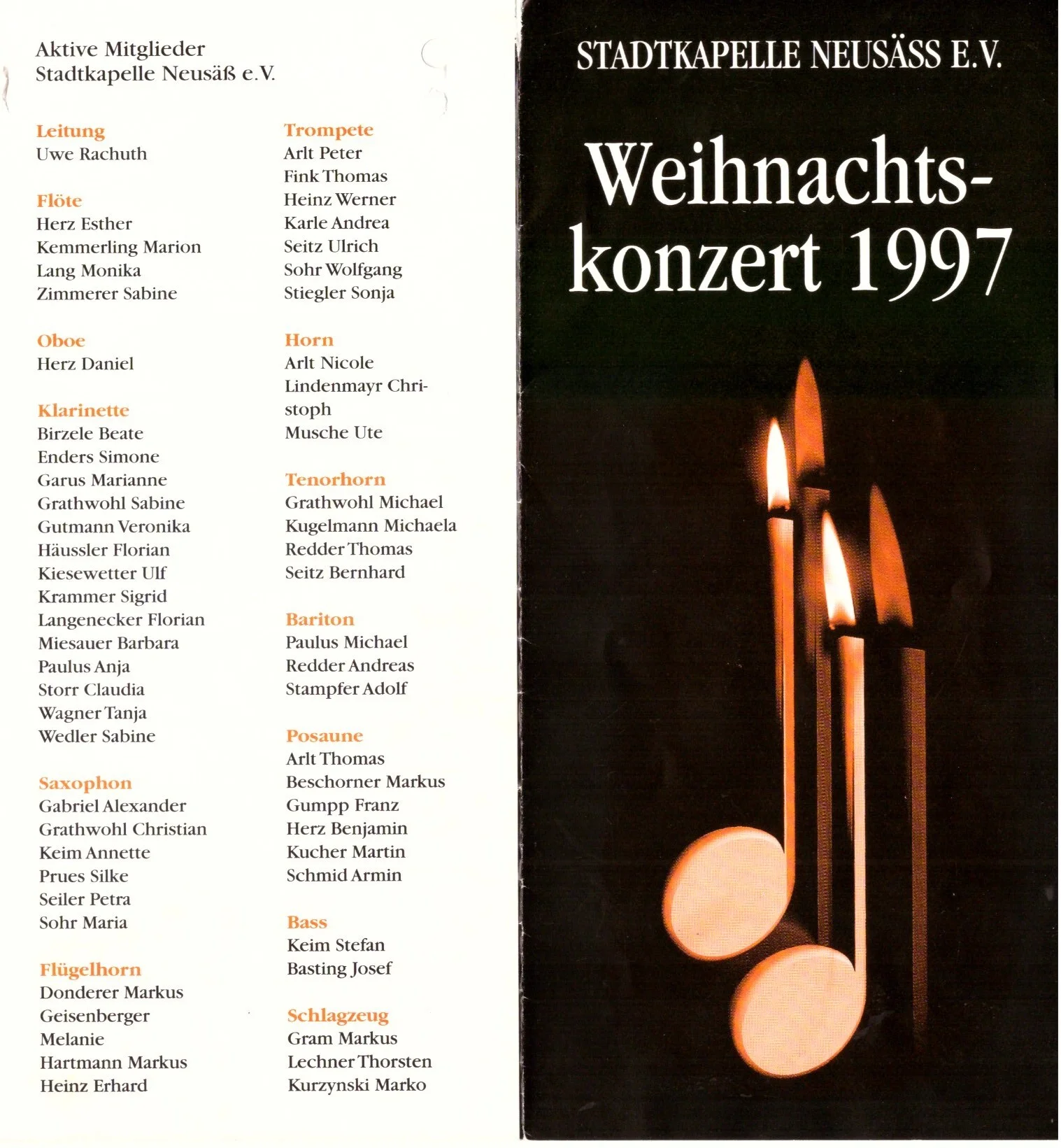 Bild: 1997 Weihnachtskonzert Programm