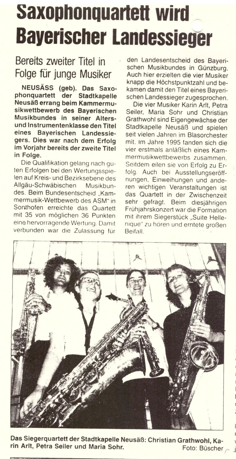 Bild: 1998 AZ Bericht Saxophonquartett