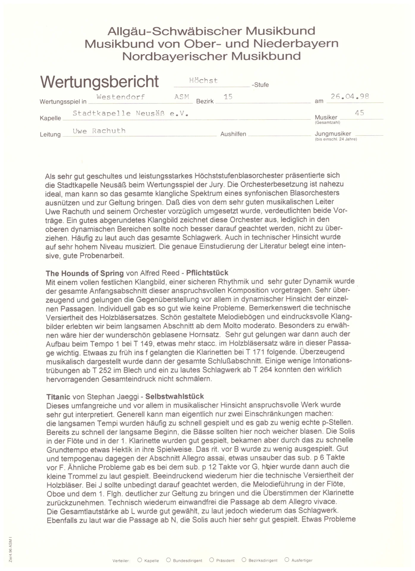 Bild: 1998 Wertungsbericht