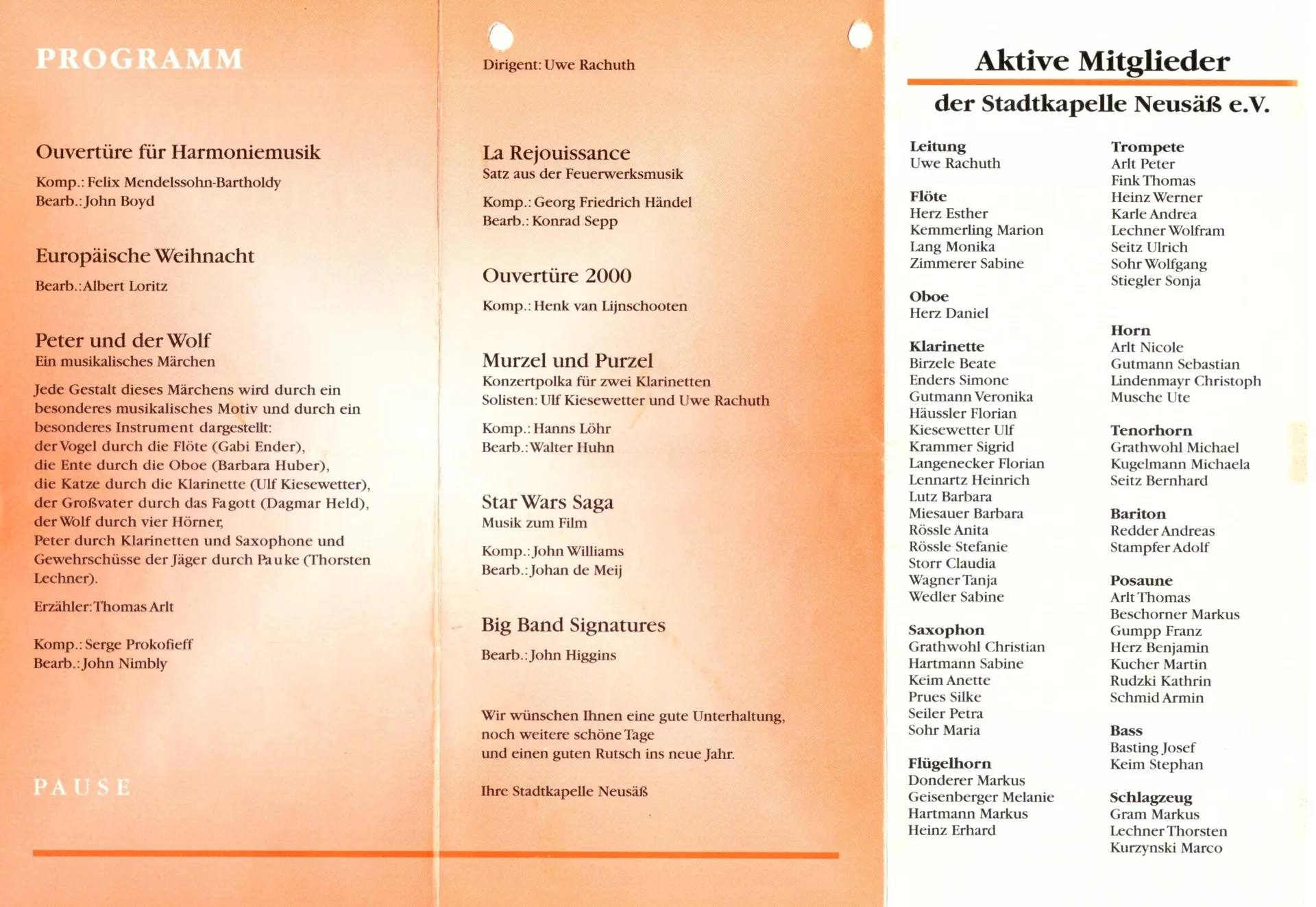 Bild: 1999 Weihnachtskonzert Programm