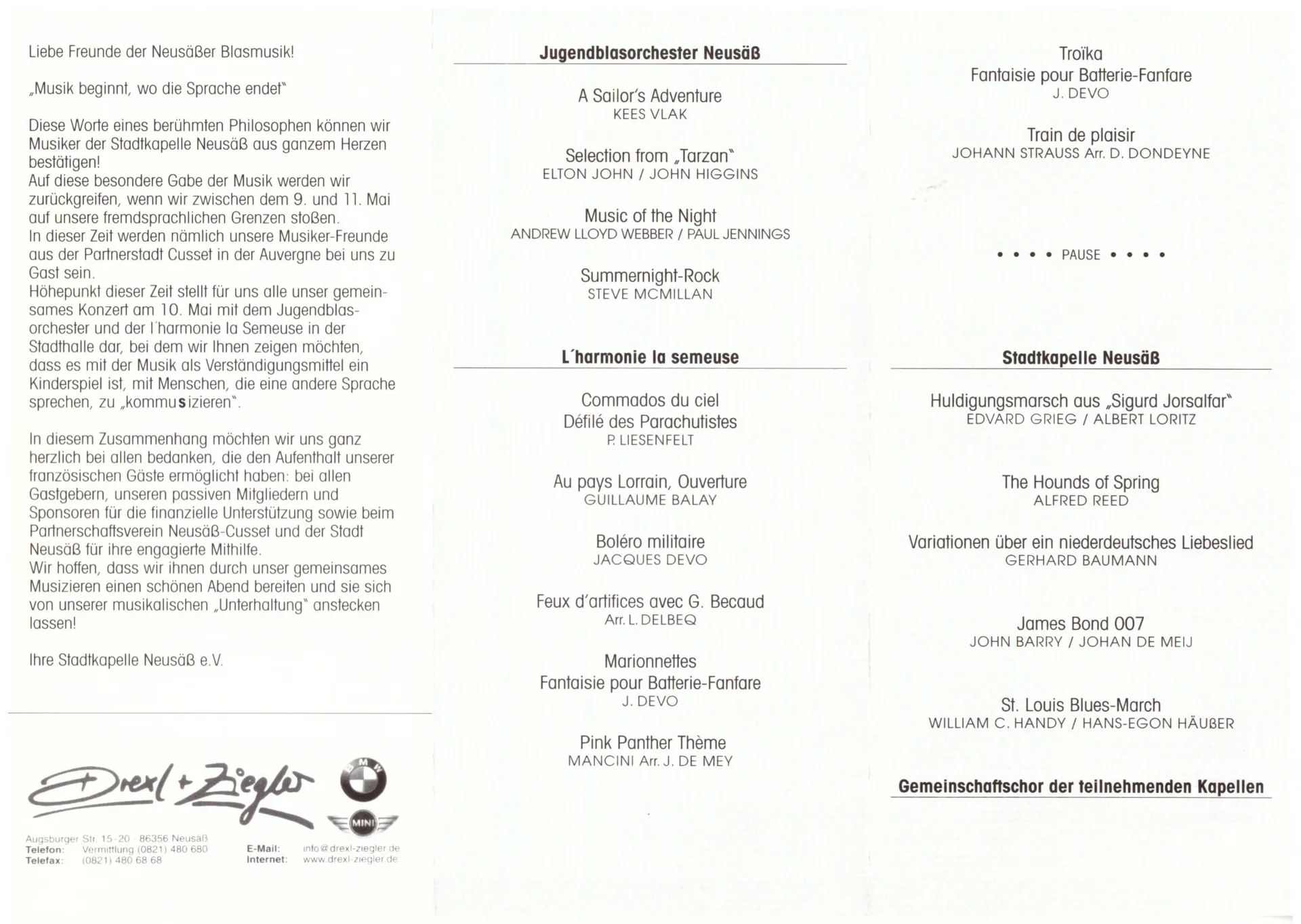 Bild: 2002 Frühjahrskonzert Programm