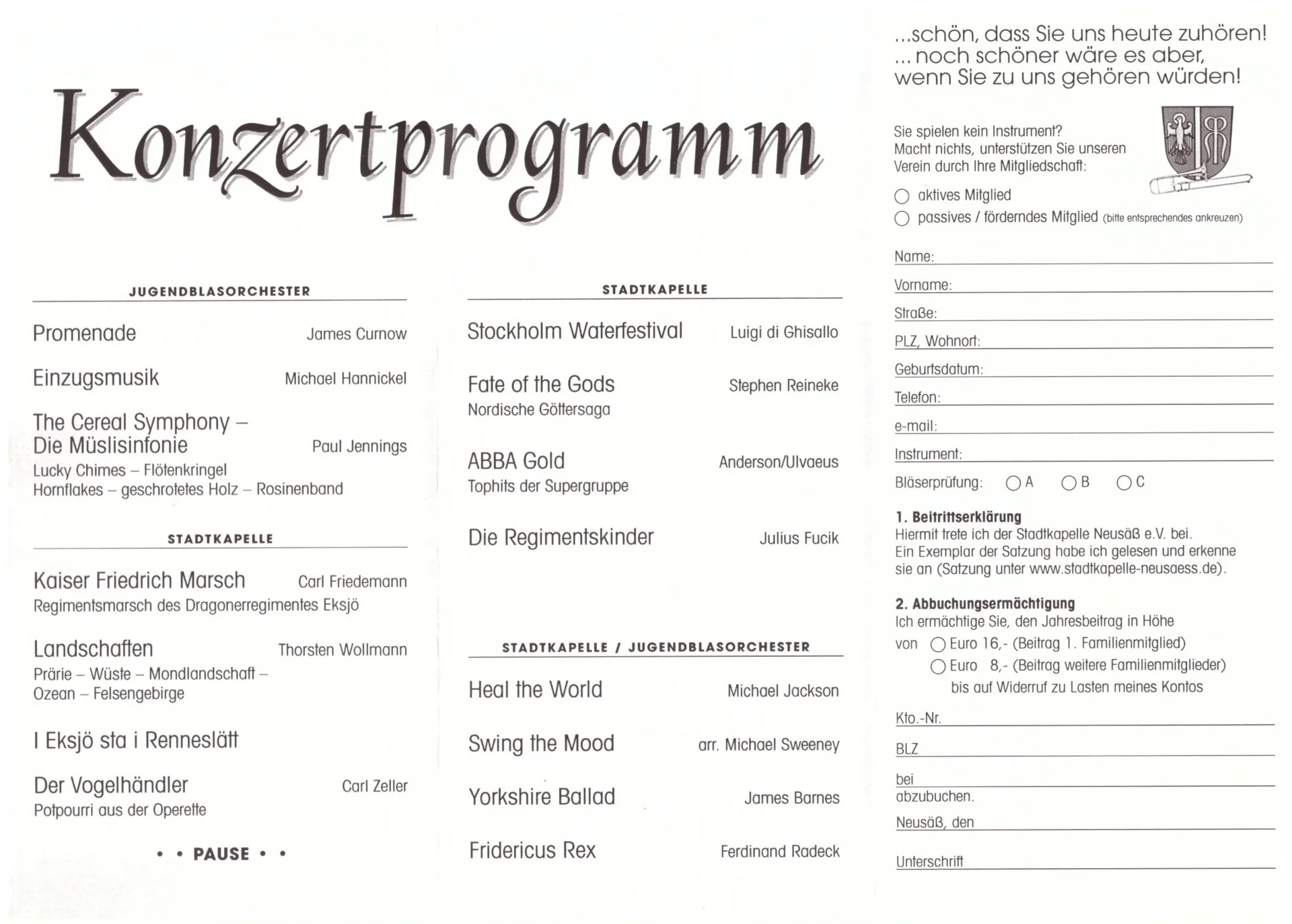 Bild: 2004 Herbstkonzert Programm