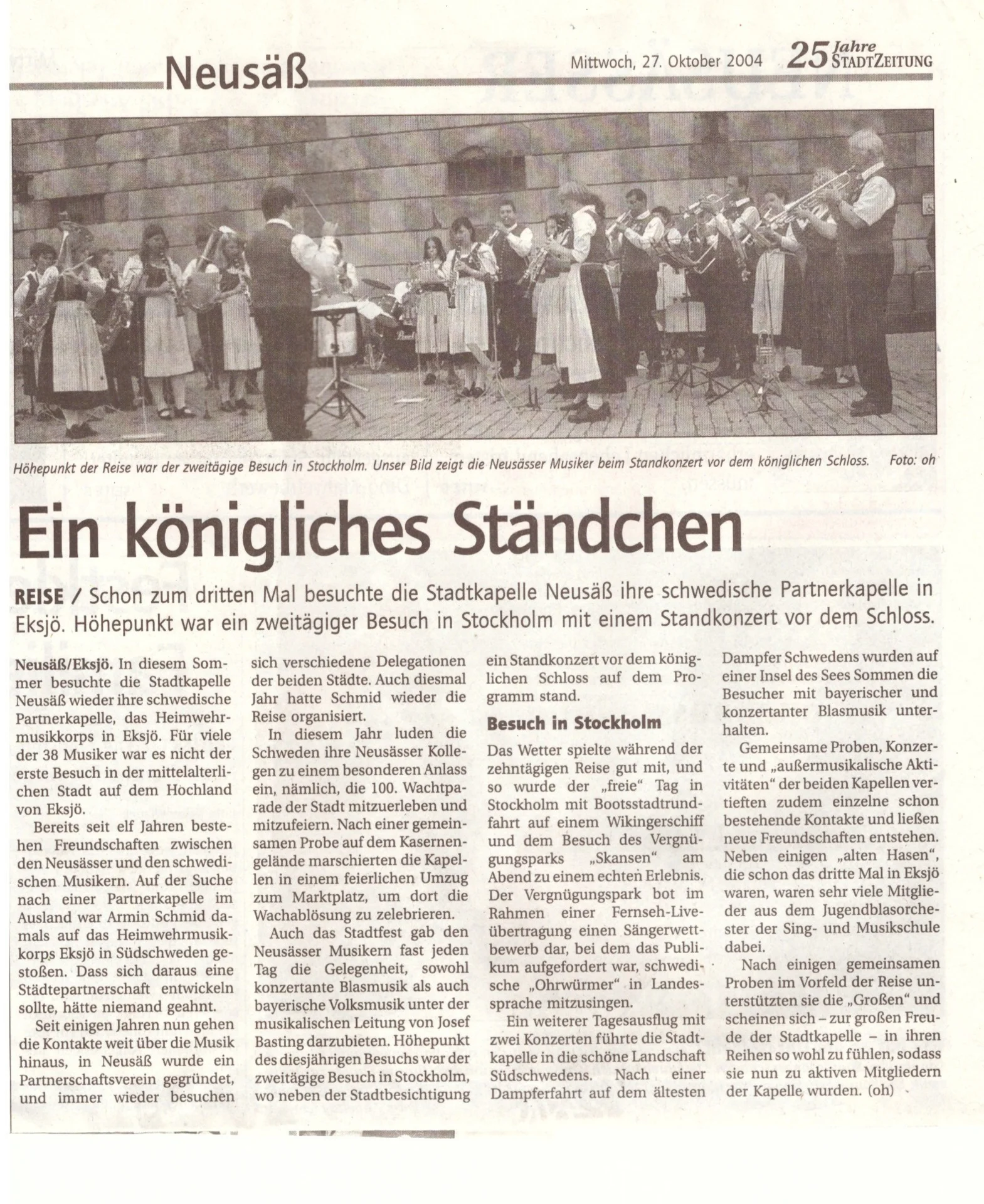 Bild: 2004 Stadtzeitung Bericht Eksjö Fahrt