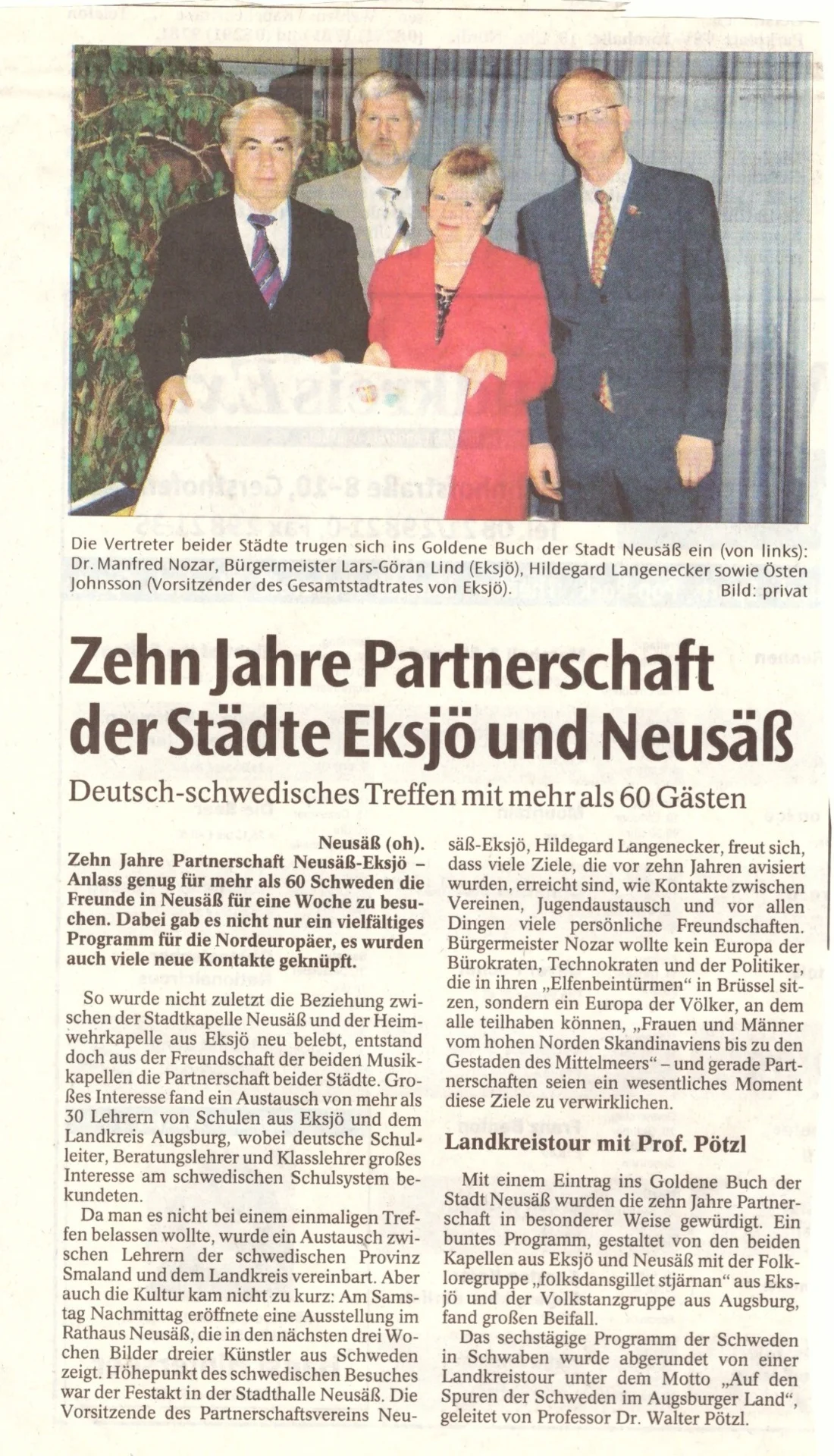Bild: 2005 AZ Bericht 10 Jahre Städtepartnerschaft Eksjö