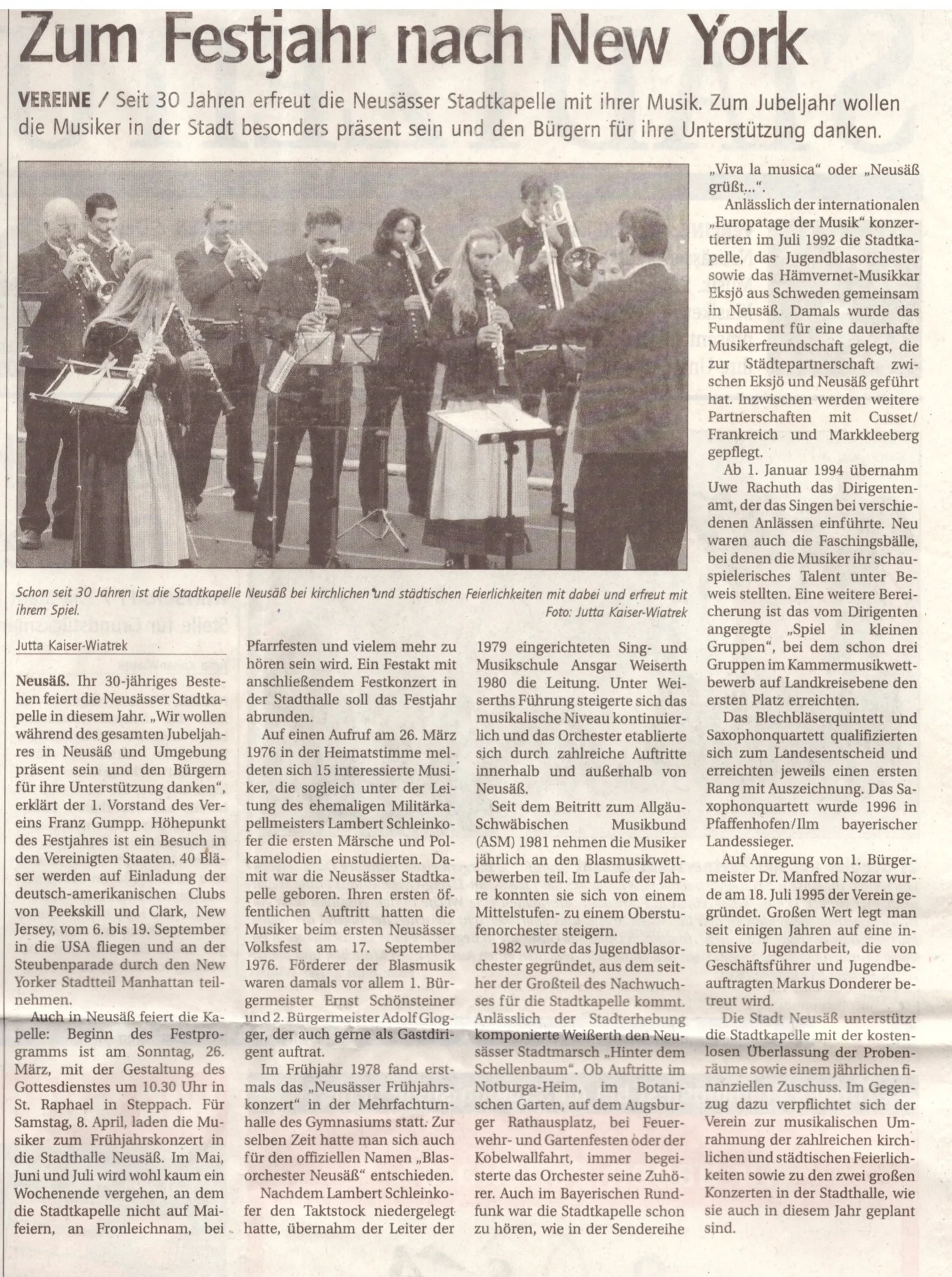 Bild: 2006 Stadtzeitung Bericht Jubiläum
