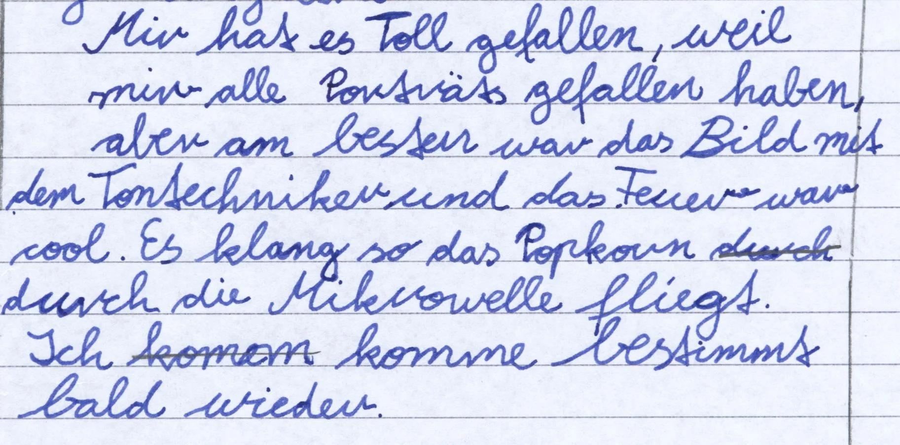 Sch&uuml;lerbrief nach dem Besuch einer F&uuml;hrung mit Schauspiel und Ger&auml;uschemacher in der Gem&auml;ldegalerie am Kulturforum  (Bild vergr&ouml;&szlig;ern)