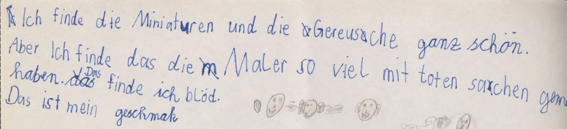 Sch&uuml;lerbrief nach dem Besuch einer F&uuml;hrung mit Schauspiel und Ger&auml;uschemacher in der Gem&auml;ldegalerie am Kulturforum  (Bild vergr&ouml;&szlig;ern)