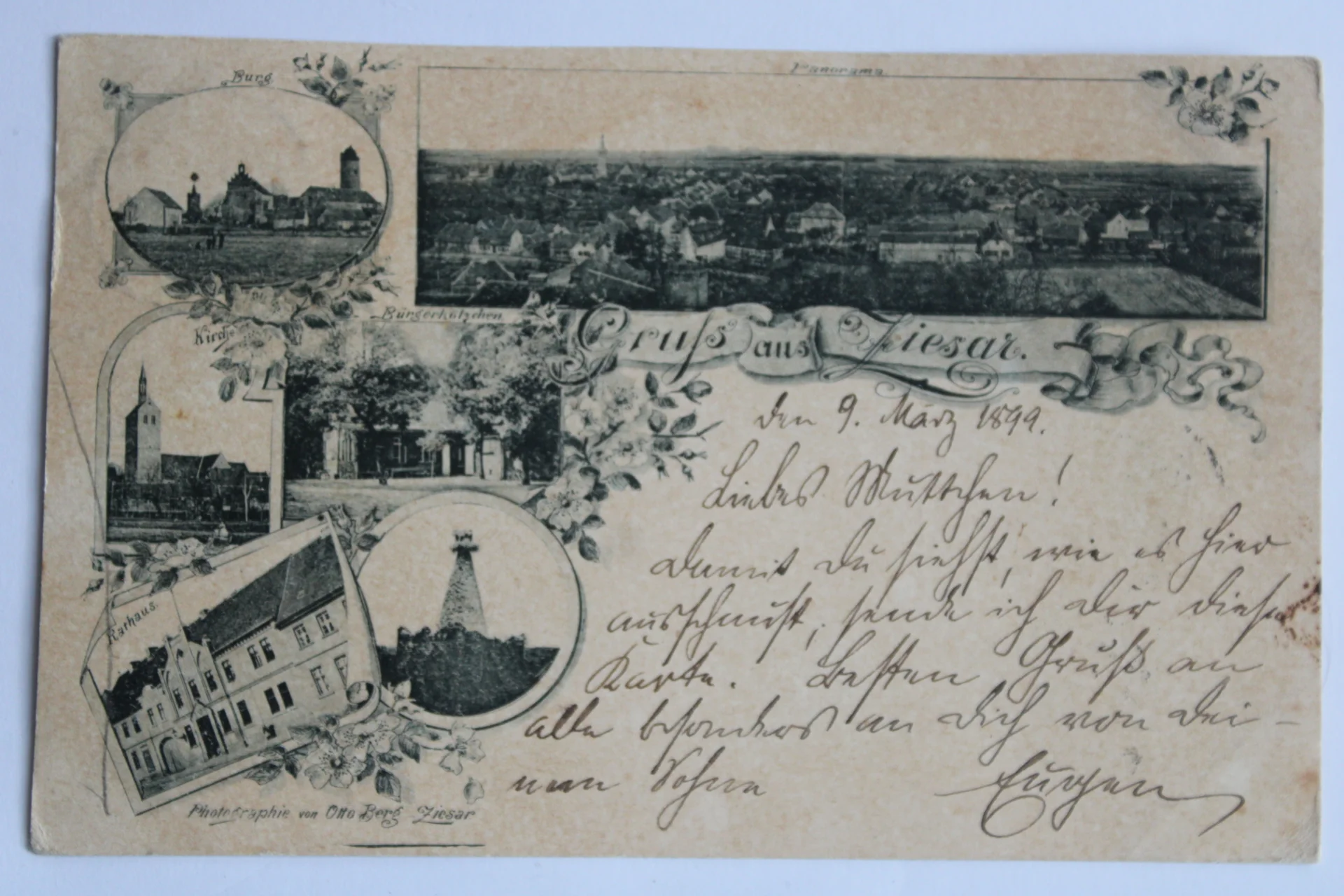 Bild: Postkarte von Ziesar von Otto Berg 1899