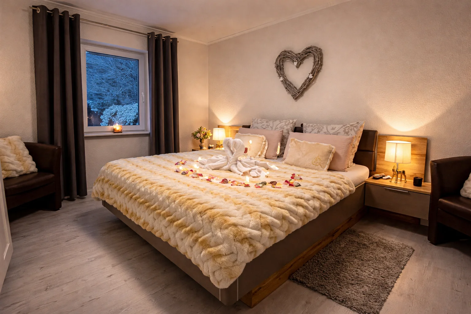 gro&szlig;es Schlafzimmer mit Smart TV  (Bild vergr&ouml;&szlig;ern)