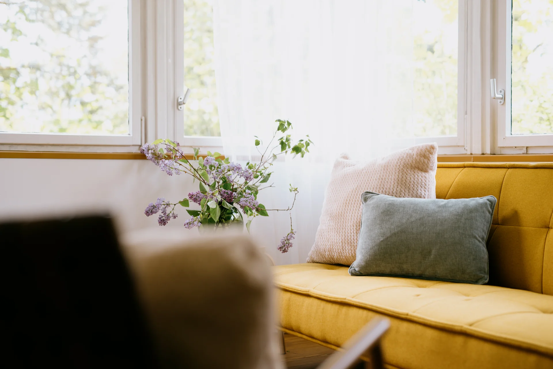 Bild: wurlsee-camping-lychen-campinghütte 4-wohnküche-schlafsofa-sessel