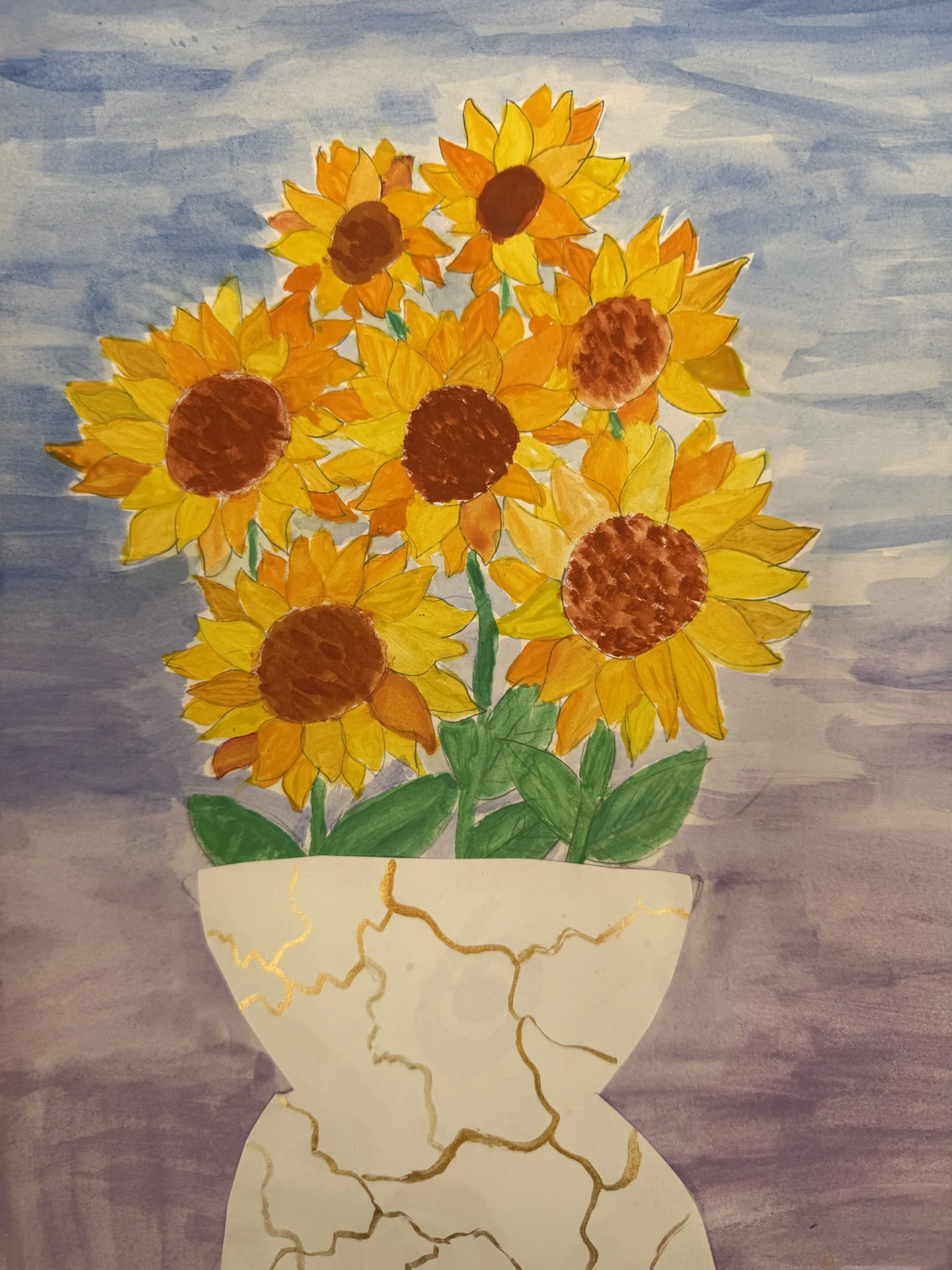 Sonnenblumen aus dem Kunstunterricht  (Bild vergr&ouml;&szlig;ern)