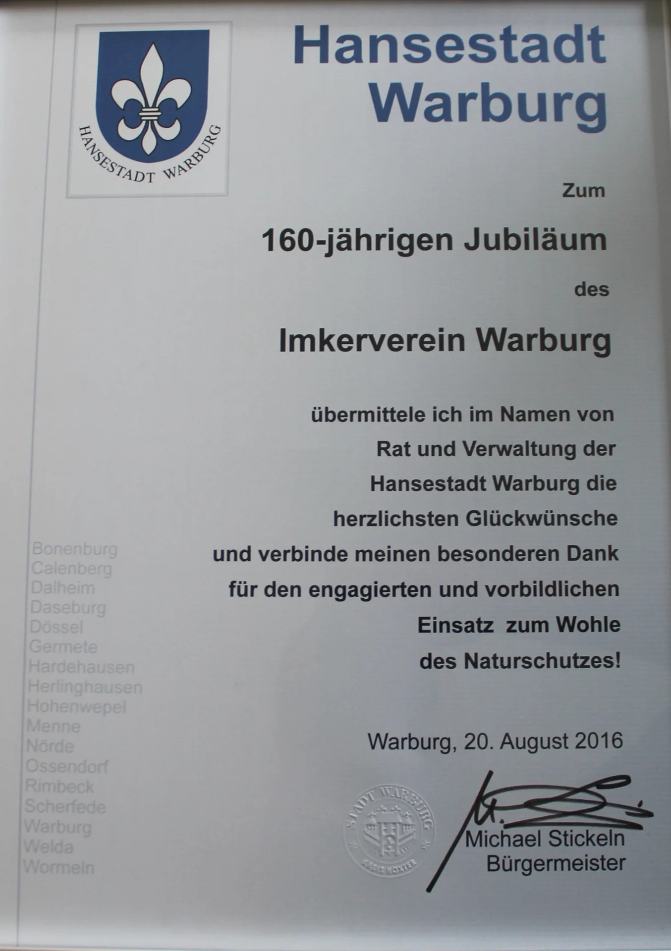 Foto der Galerie: 160 Jahre Imkerverein Warburg