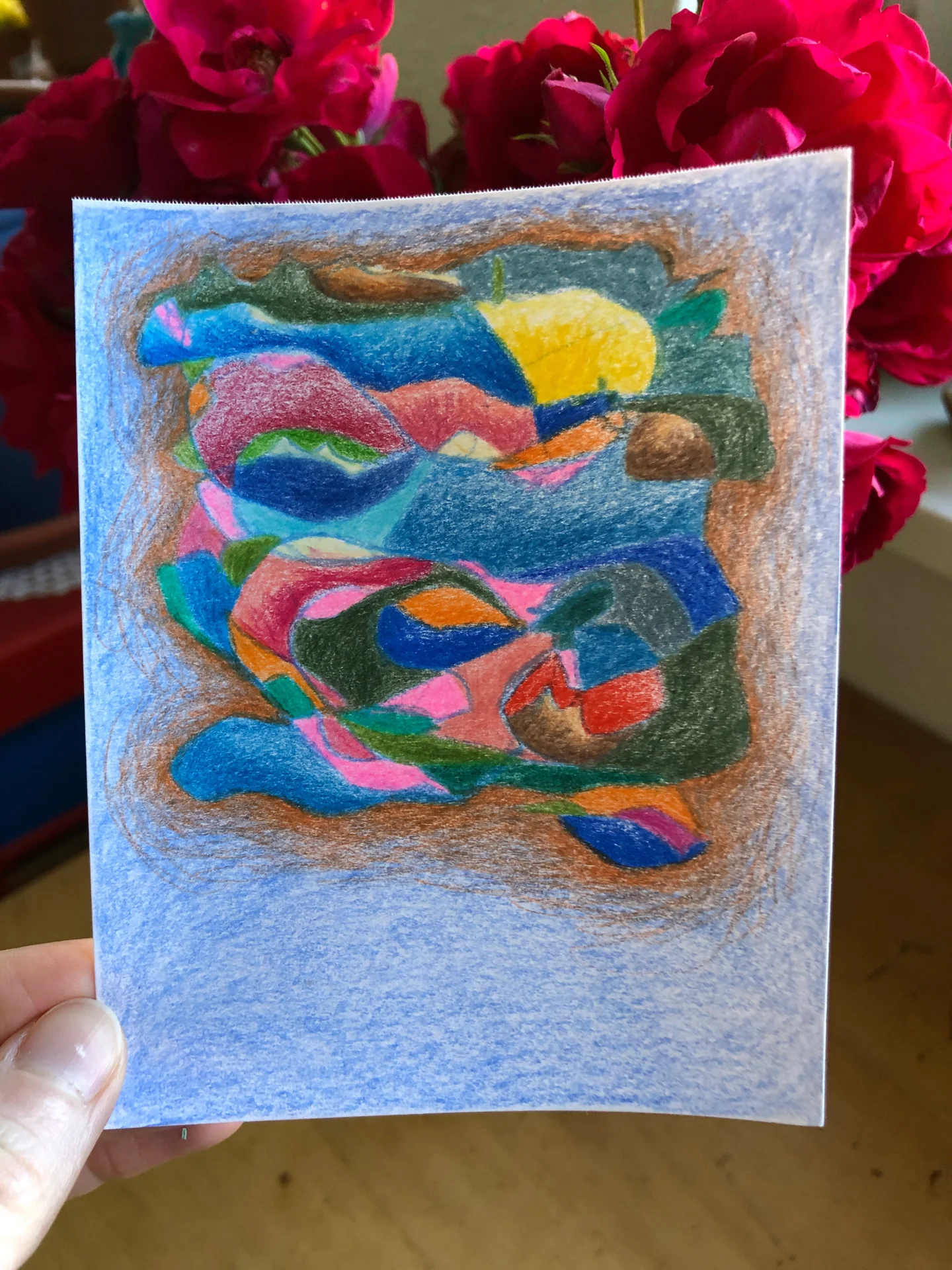 tiny abstract series (2025/26) Buntstift auf Papier. DinA6  (Bild vergr&ouml;&szlig;ern)