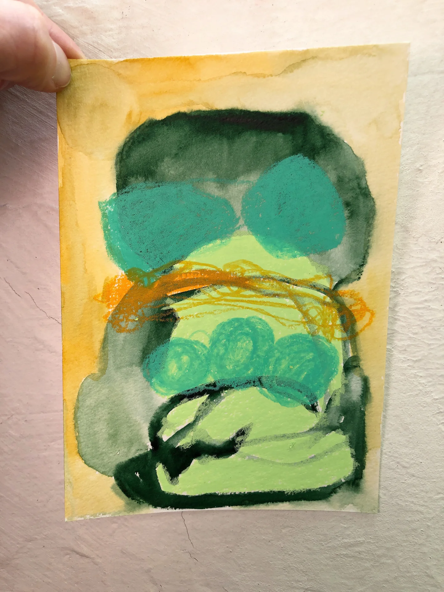 tiny abstract series (2025/26) Buntstift und Wachskreide auf Papier. DinA6  (Bild vergr&ouml;&szlig;ern)