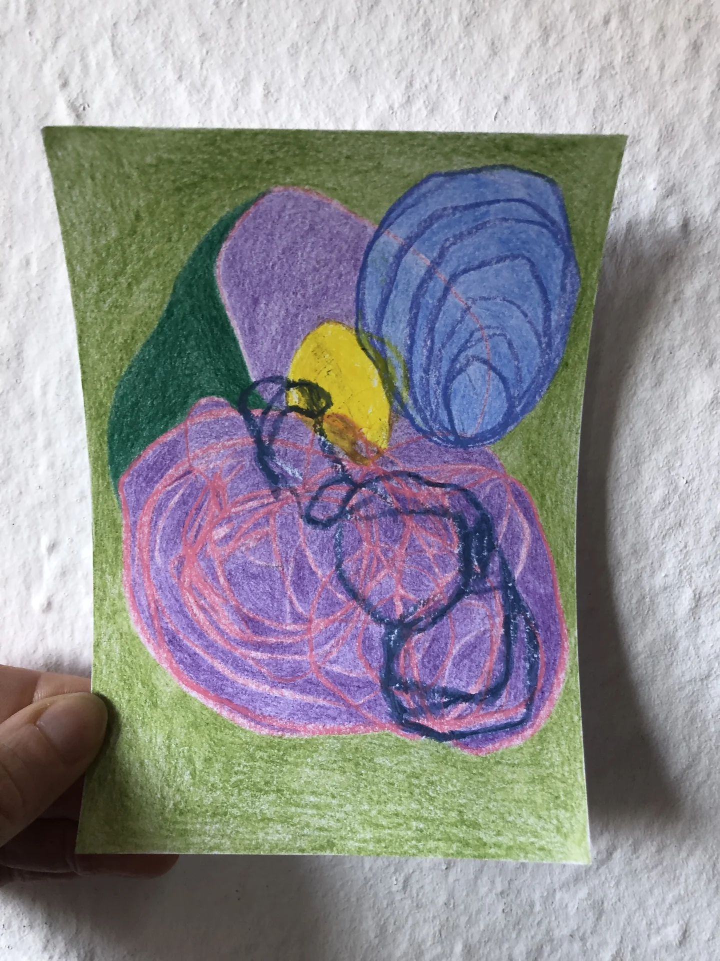 tiny abstract series (2025/26) Buntstift auf Papier. DinA6  (Bild vergr&ouml;&szlig;ern)