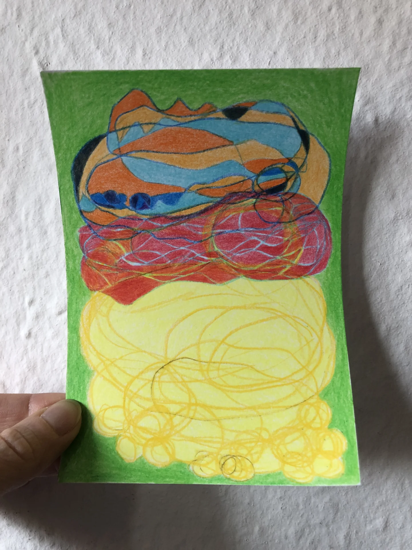 tiny abstract series (2025/26) Buntstift auf Papier. DinA6  (Bild vergr&ouml;&szlig;ern)