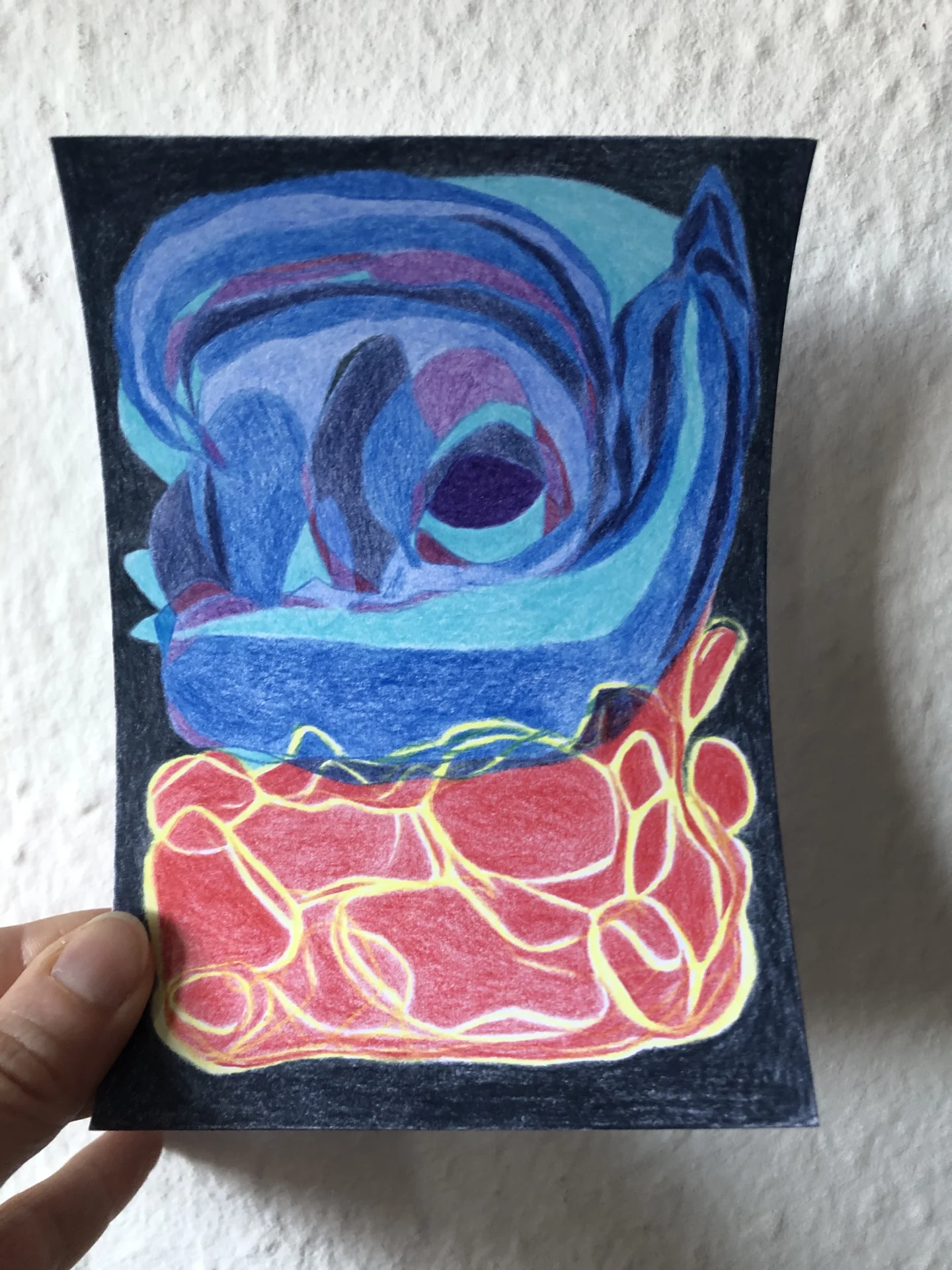tiny abstract series (2025/26) Buntstift auf Papier. DinA6  (Bild vergr&ouml;&szlig;ern)
