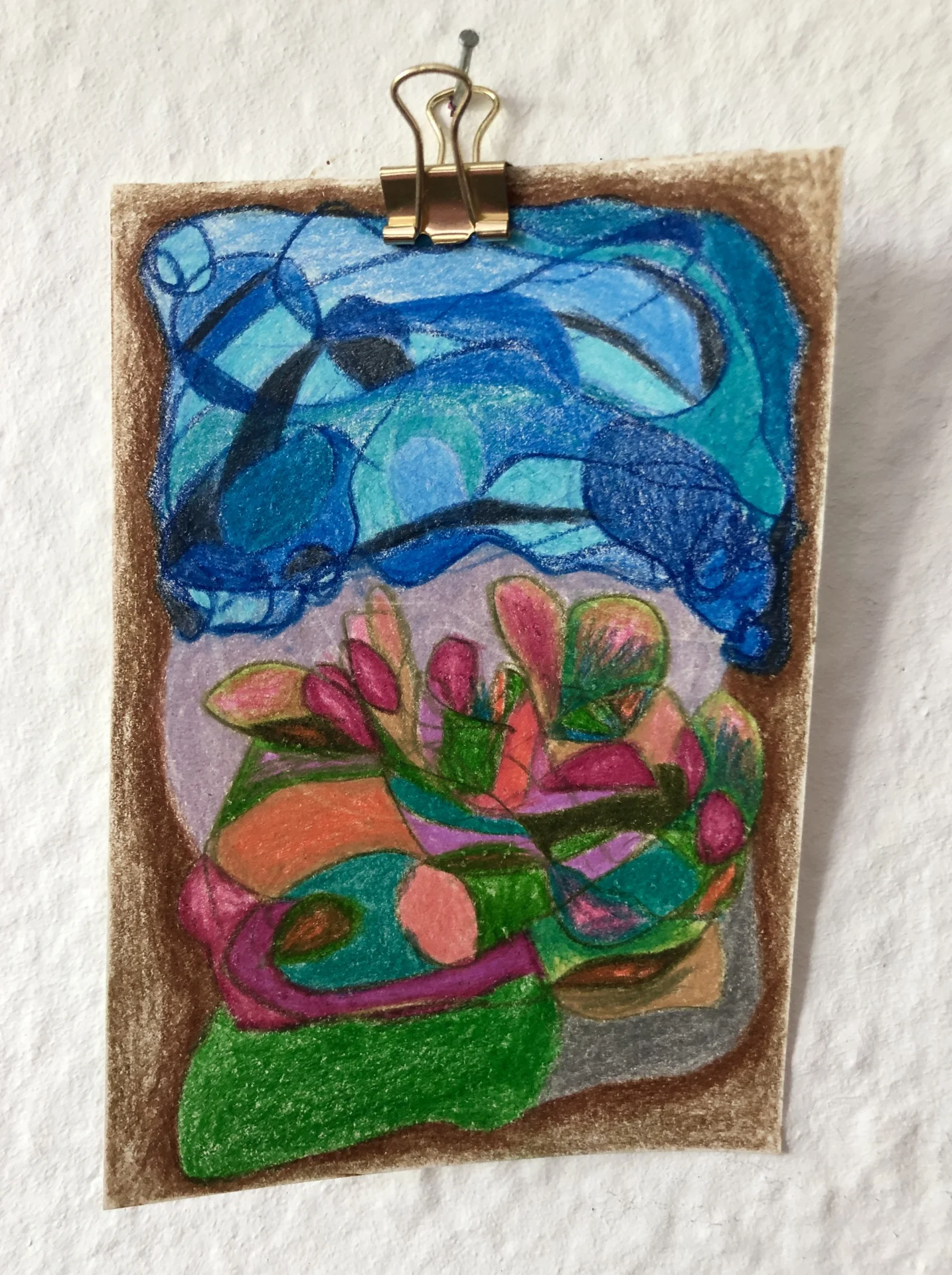 tiny abstract series (2025/26) Buntstift auf Papier. DinA6  (Bild vergr&ouml;&szlig;ern)