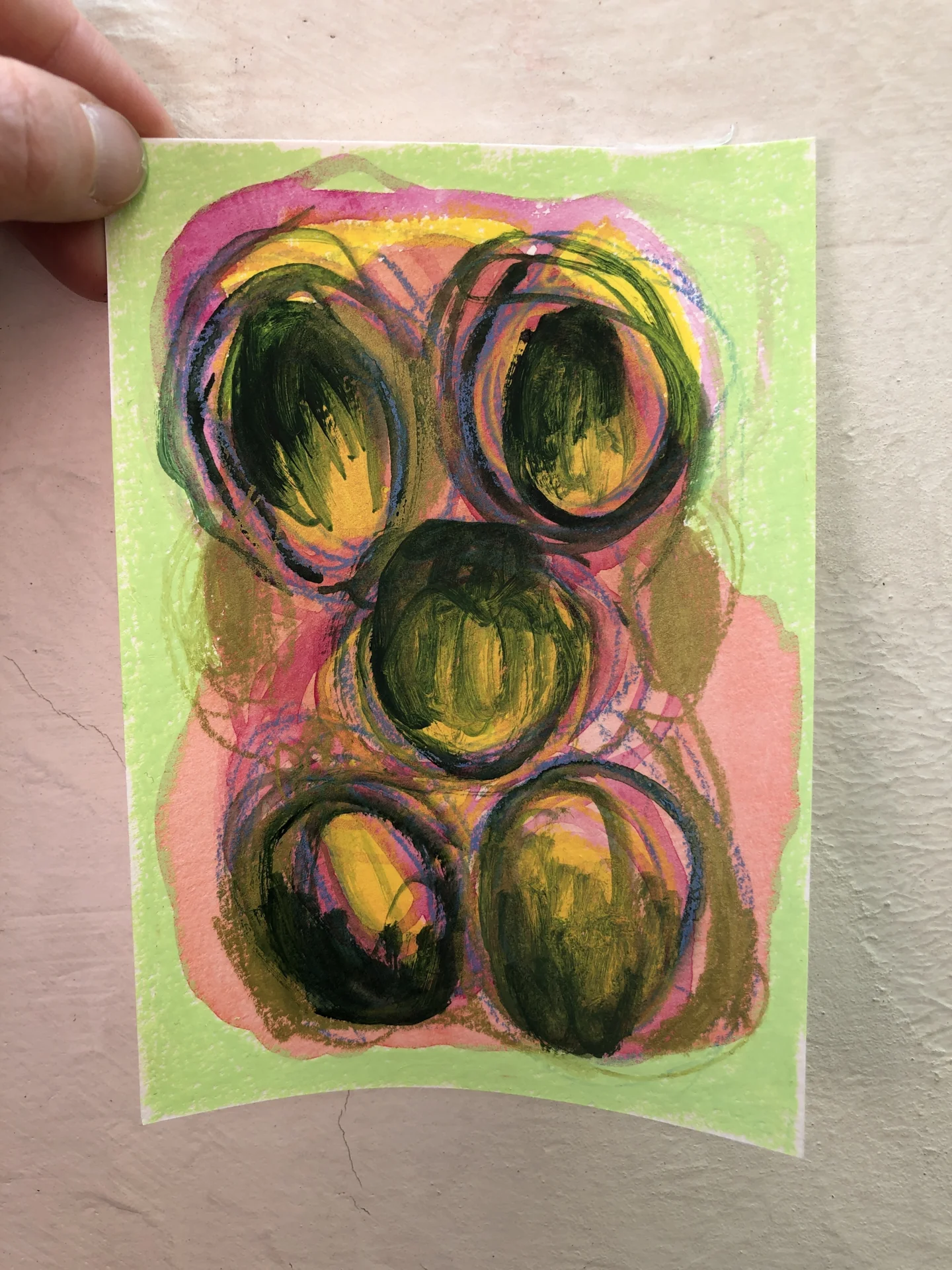 tiny abstract series (2025/26) Buntstift und Aquarellfarbe auf Papier. DinA6  (Bild vergr&ouml;&szlig;ern)