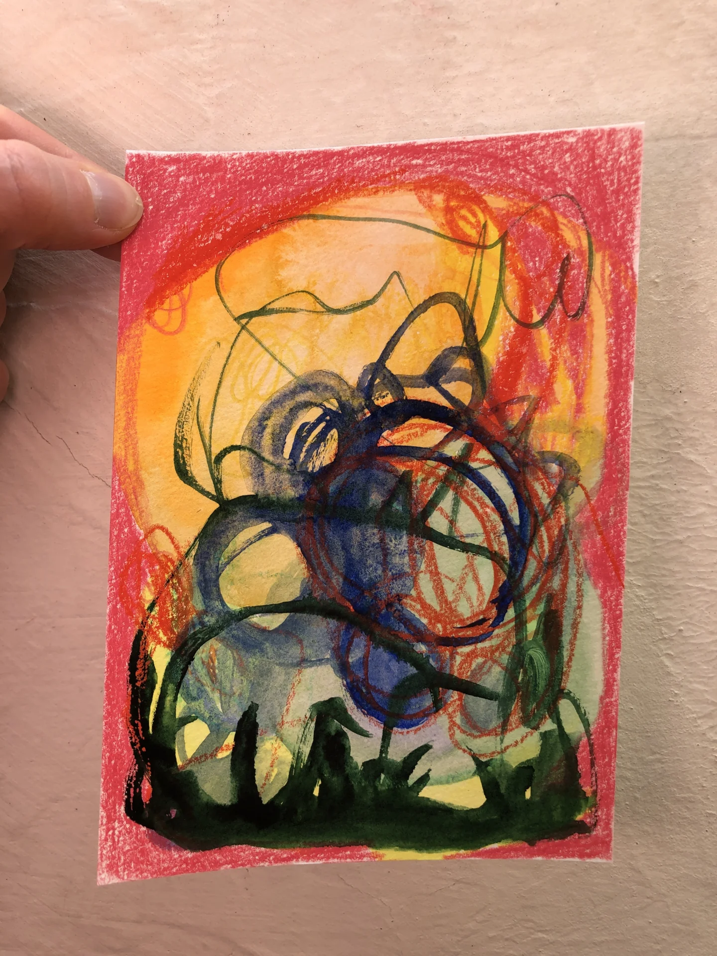 tiny abstract series (2025/26) Buntstift und Aquarellfarbe auf Papier. DinA6  (Bild vergr&ouml;&szlig;ern)