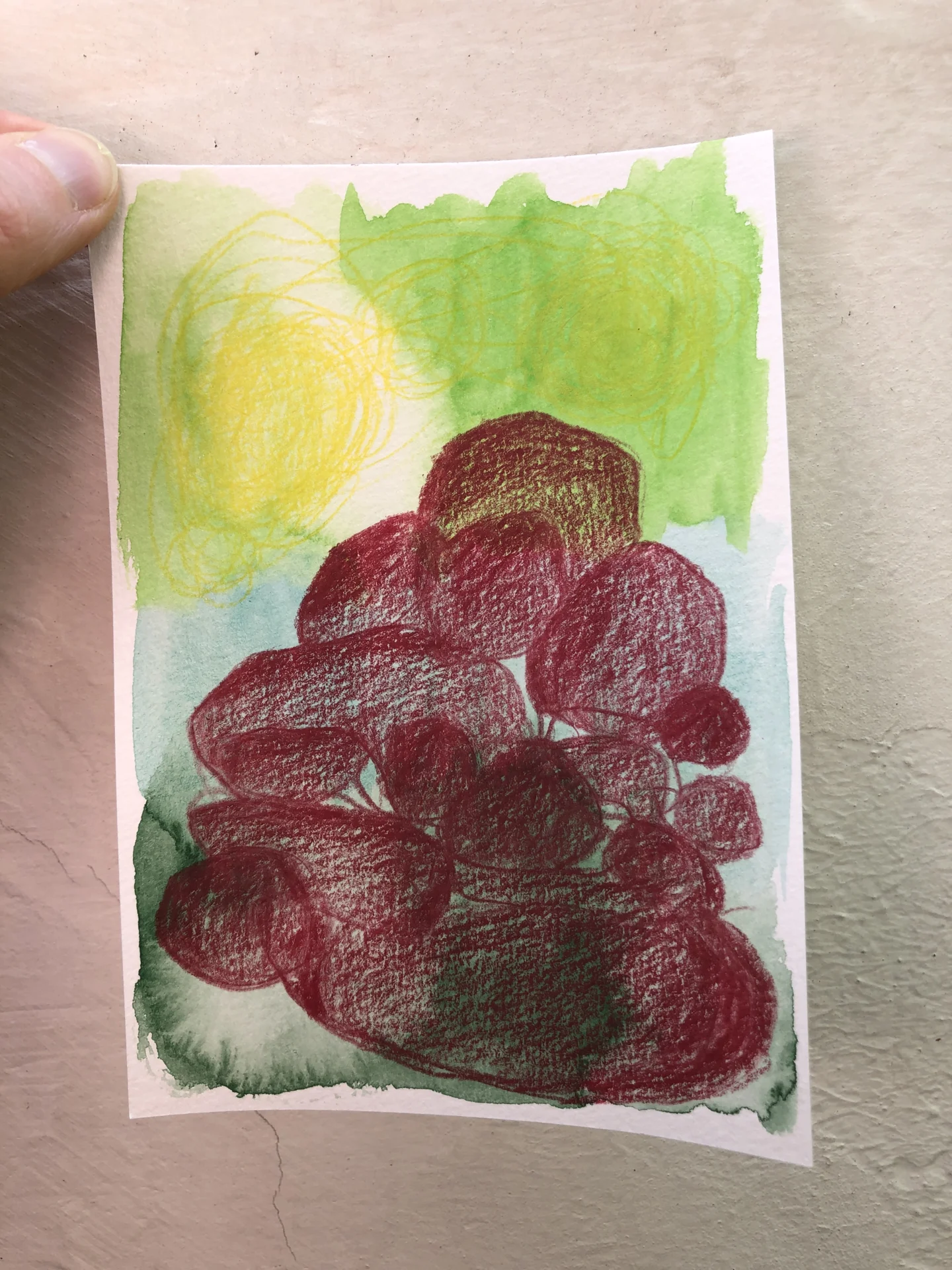 tiny abstract series (2025/26) Buntstift und Aquarellfarbe auf Papier. DinA6  (Bild vergr&ouml;&szlig;ern)