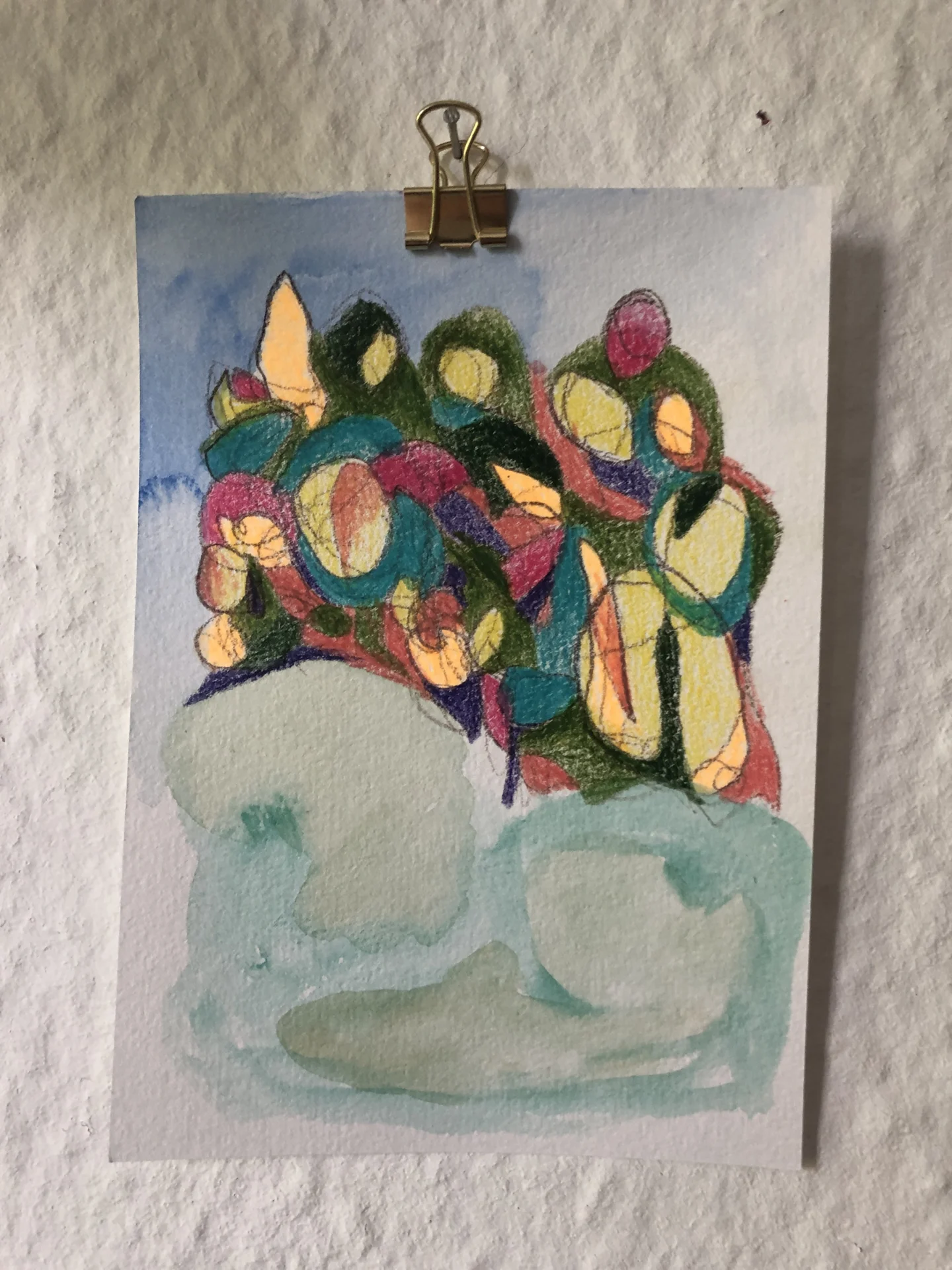 tiny abstract series (2025/26) Buntstift und Aquarellfarbe auf Papier. DinA6  (Bild vergr&ouml;&szlig;ern)