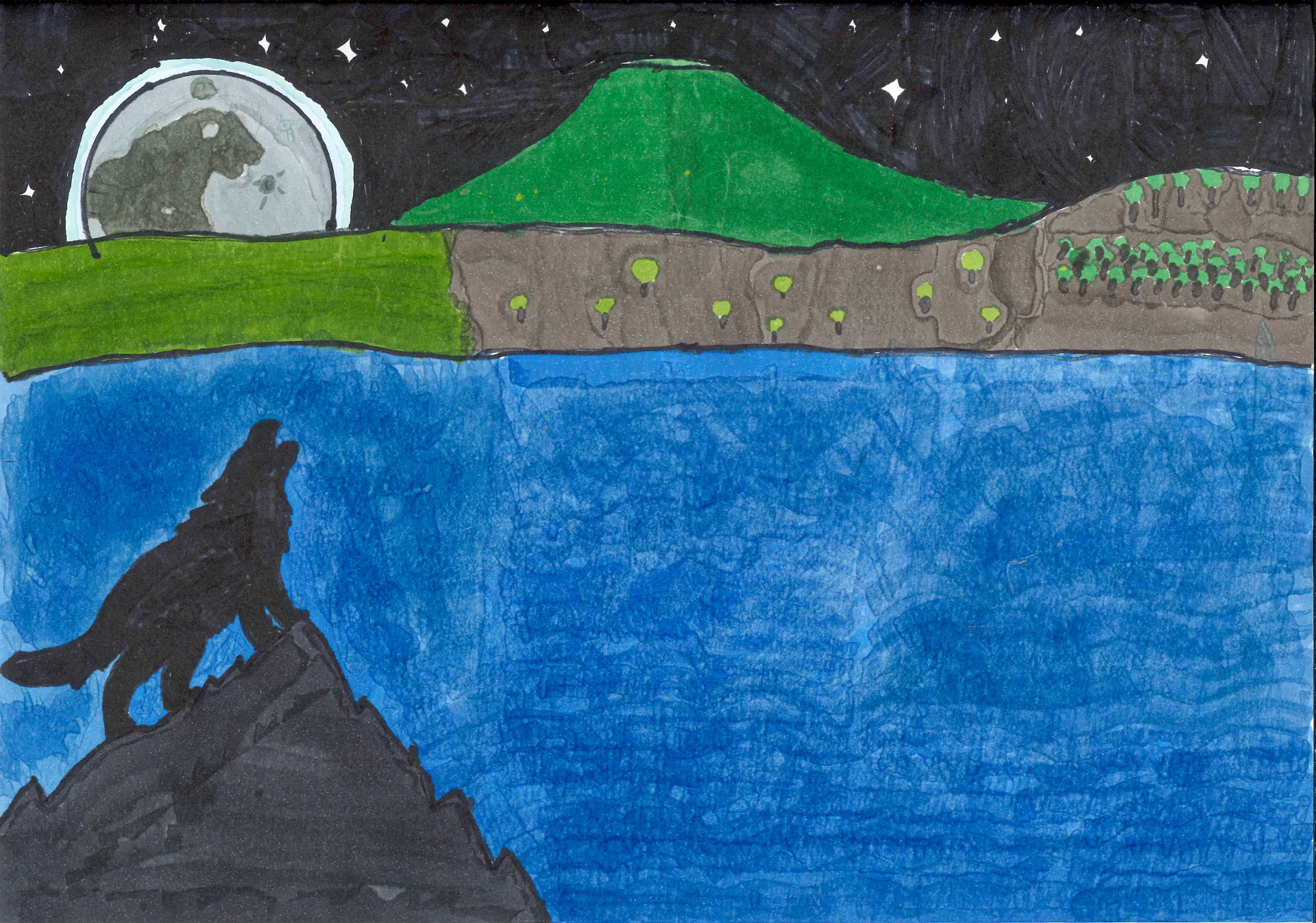 Bild: Platz 3, Wolf von Simon Laßmann, 12 Jahre,