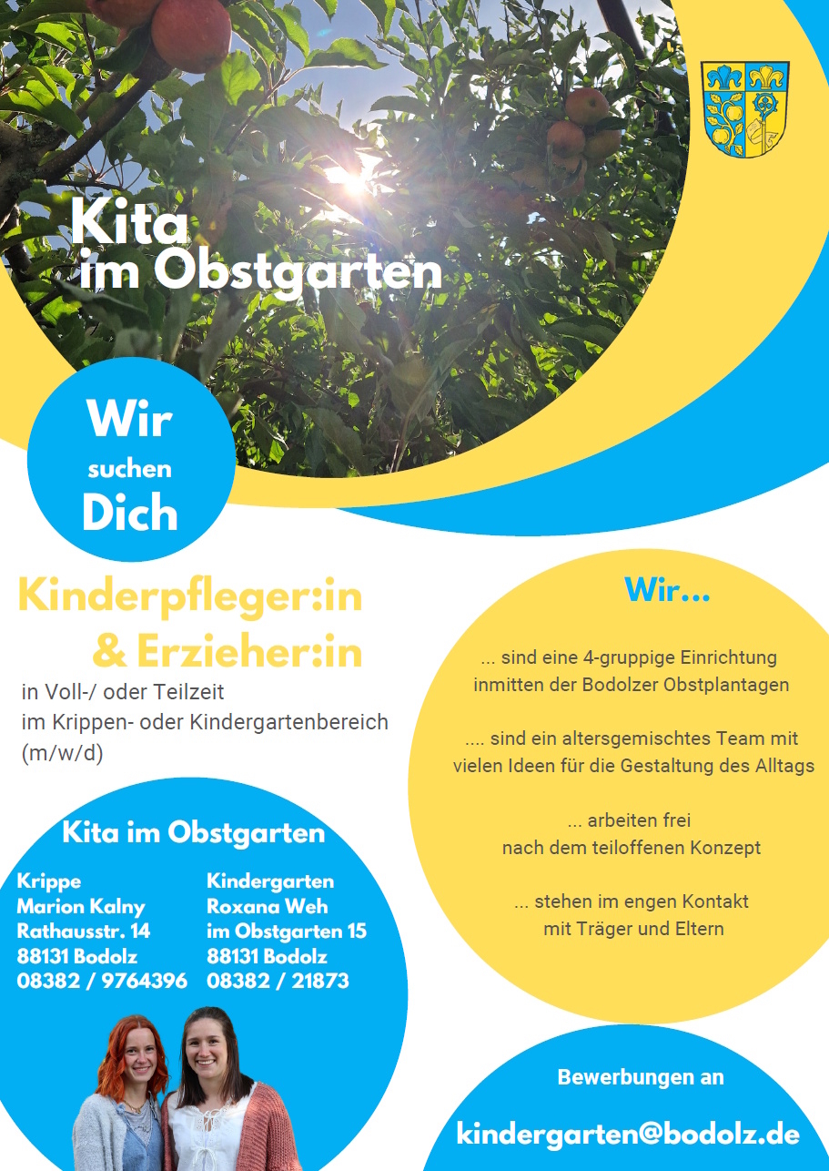 Stellenausschreibung Kinderpfleger und Erzieher