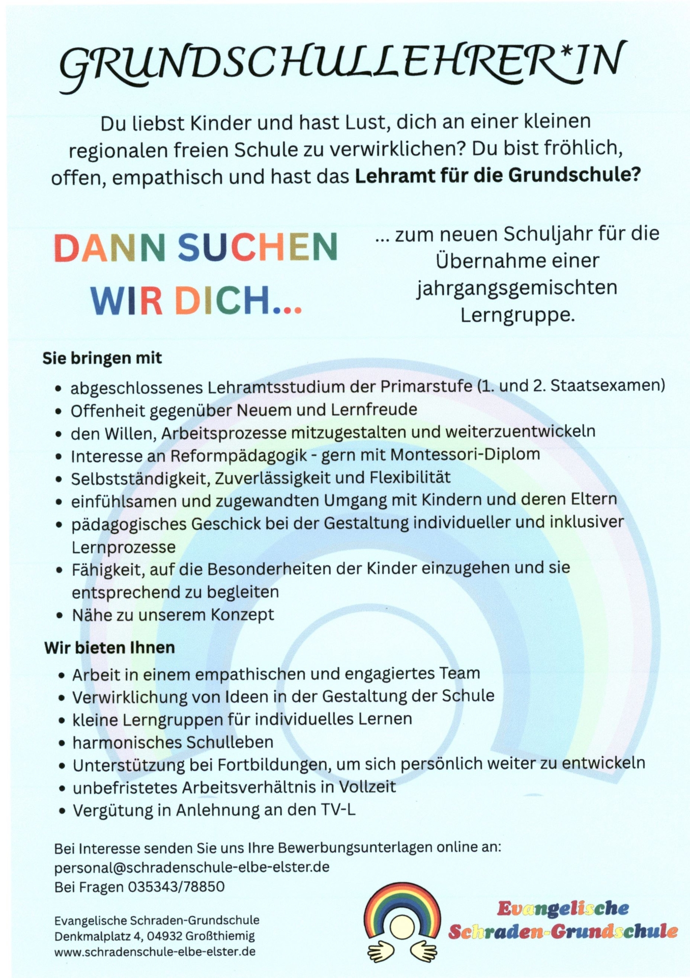 Grundschullehrer/Grundschullehrerein gesucht