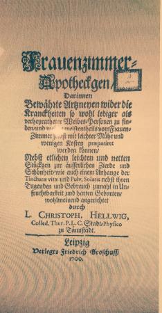 Deckblatt  "Frauenzimmer-Apothegcken" aus dem Jahr 1700