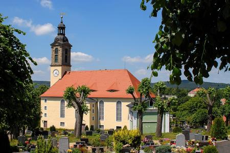 Blick über den Friedhof zur Kirche Foto: Klaus Schieckel
