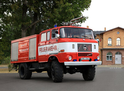 Das Freienhufener Feuerwehrfahrzeug als Titelmotiv für das IFA Treffen 2022