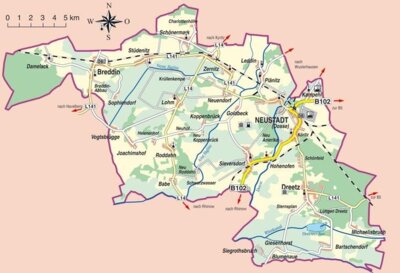 Karte des Amtsbereiches Neustadt (Dosse)