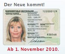 Neuer Personalausweis ab 01.November 2010