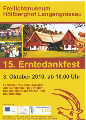 15. Erntedankfest am 3.Oktober ab 10.00 Uhr im Freilichtmuseum Höllberghof Langengrassau (Bild vergrößern)