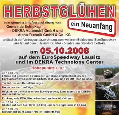 "Herbstglühen- ein Neuanfang" veranstaltet von EuroSpeedway Verwaltungs GmbH, Gemeinde Schipkau und DEKRA Automobil GmbH