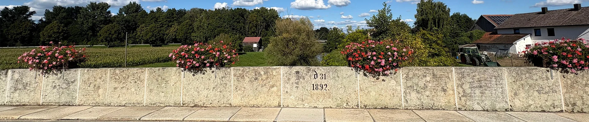 Mauer mit Blumen