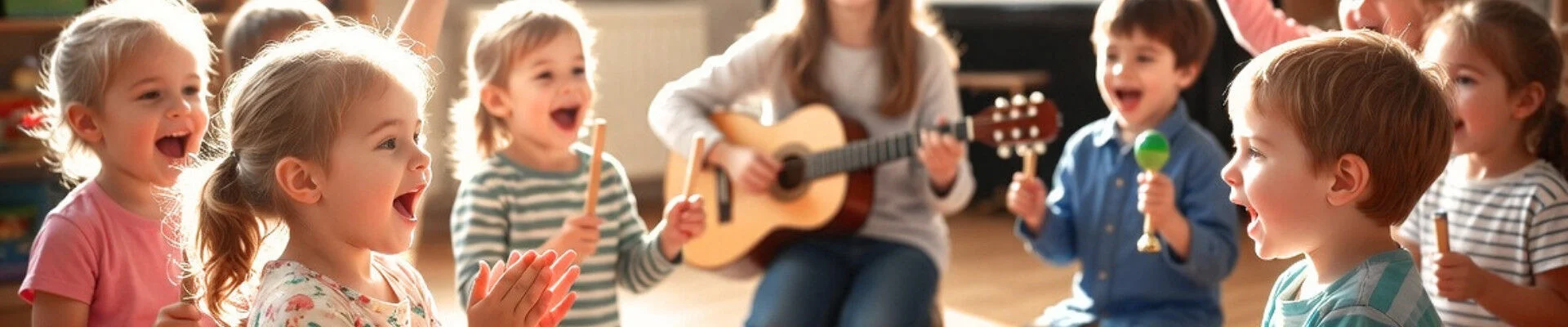 Kinder in der Früherziehung musizieren (KI-generiert)