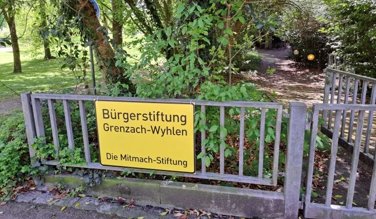 Eingang zum Repair-Café der Bürgerstiftung Grenzach-Wyhlen beim Vereinsheim der Naturfreunde