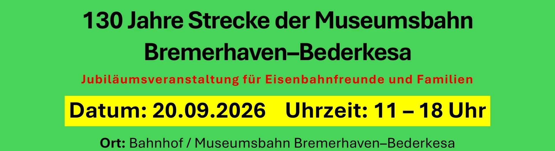 Bahnhofsfest 130 Jahre Strecke Bremerhaven-Bederkesa | zur Startseite