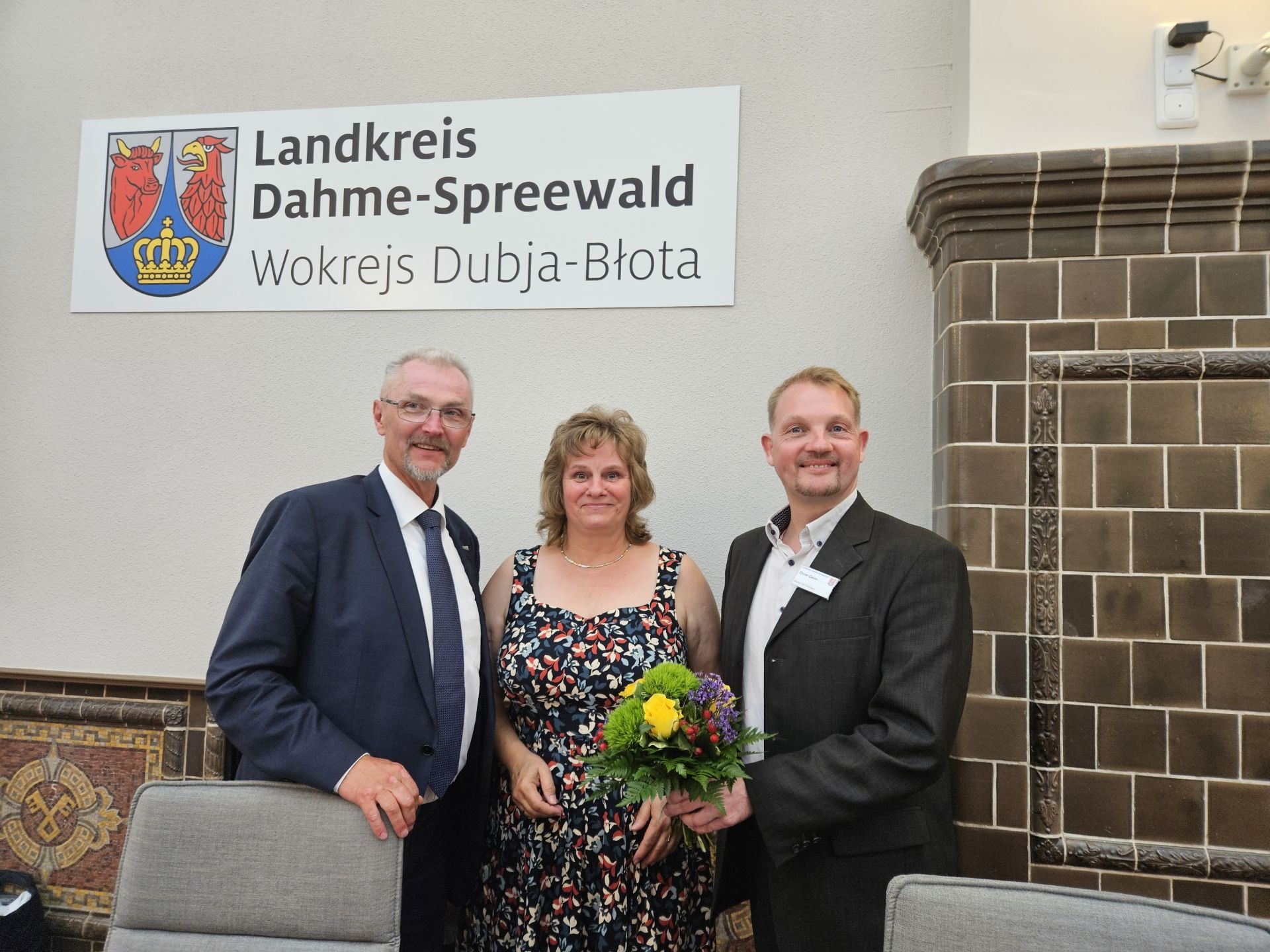 Die Neuen: Olaf Schulze (Vorsitzender), Claudia Mollenschott (1. Stellvertreterin) und Oliver Calov (2. Stellvertreter) bilden künftig das Präsidium des Kreistages Dahme-Spreewald. Foto: Dörthe Ziemer